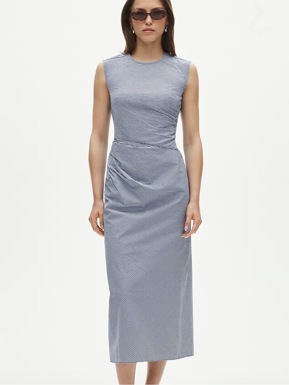 J.Crew CU798 Gingham Ruched Midi Dress Size 10